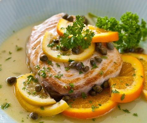 Рыба в цитрусовом соусе с каперсами