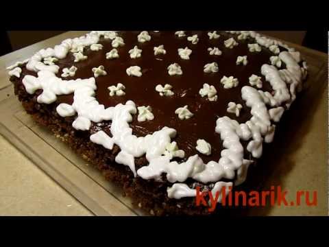 Шоколадный бисквитный торт с творожным кремом рецепт