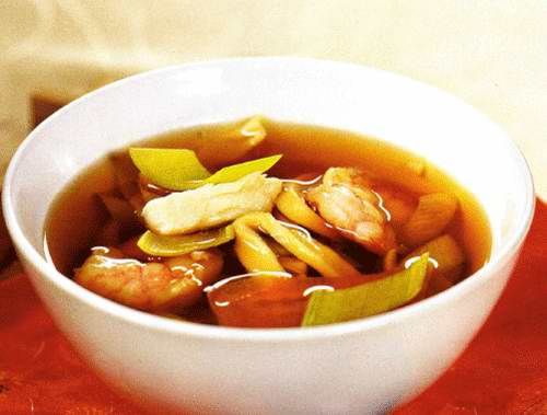 Китайский рыбный суп с креветками
