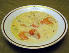 Суп из сыра с креветками